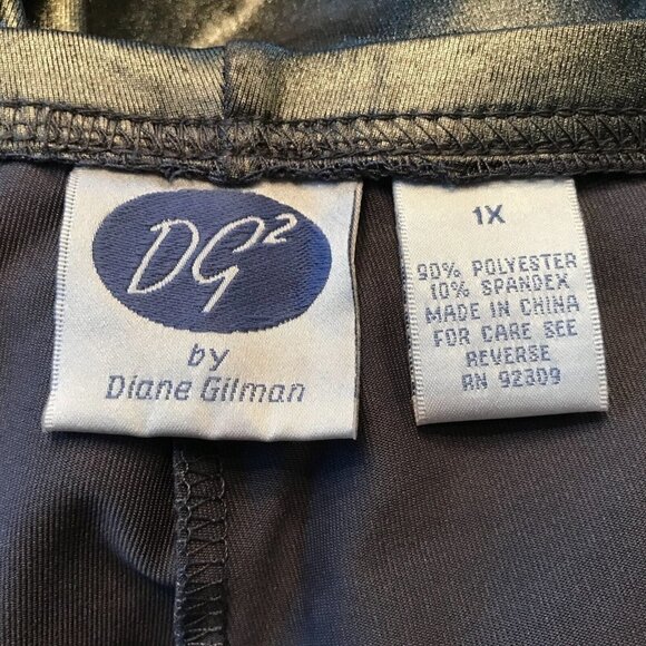 Diane Gilman DG2 Plus Size 1X Leggings Silver Metallic Gray Stretch Y2K Mob Wife - Picture 8 of 10